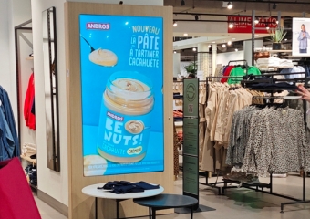 publicité DOOH be nuts en magasin